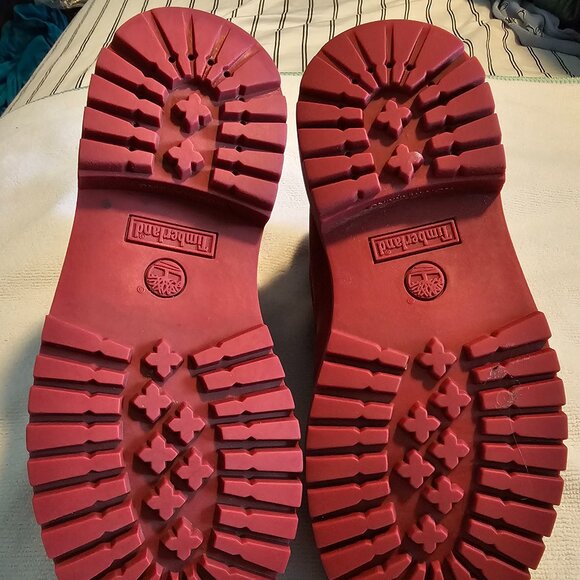 Timberland Boots Waterproof Boots Hiking Red Leather Unisex Kid's Size 2.5 - Picture 6 of 9